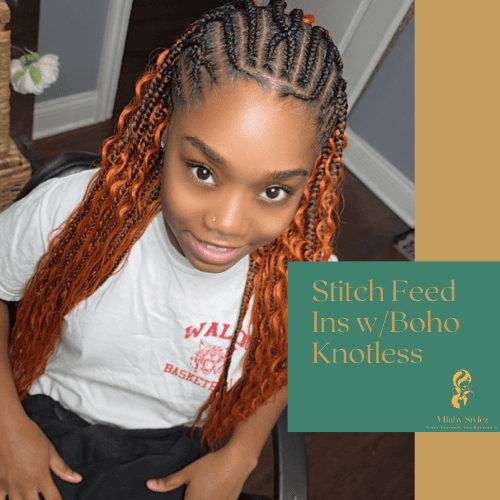 Stitch Feed In with Boho Knotless